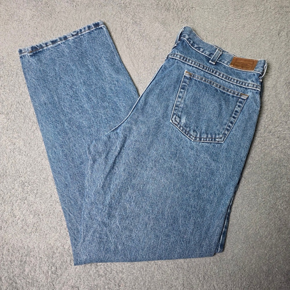 LL Bean Mens 36x32 Double L Classic Fit Jeans Blue Medium Wash Straight Vtg USA